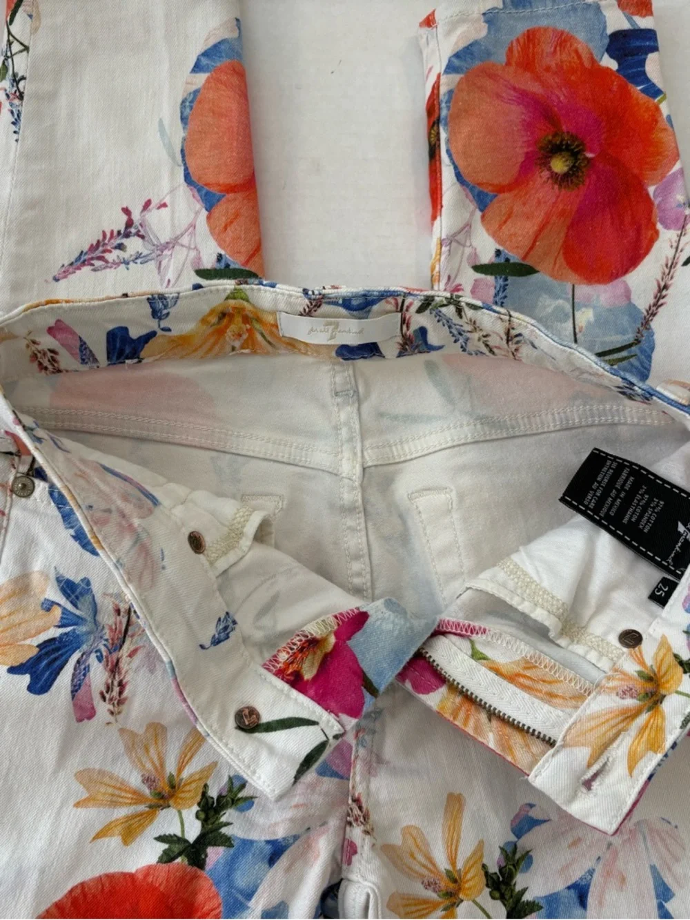 7 For All Mankind Seaside Poppy Floral Print Ankle Skinny Jeans Sz:25 - Picture 9 of 10